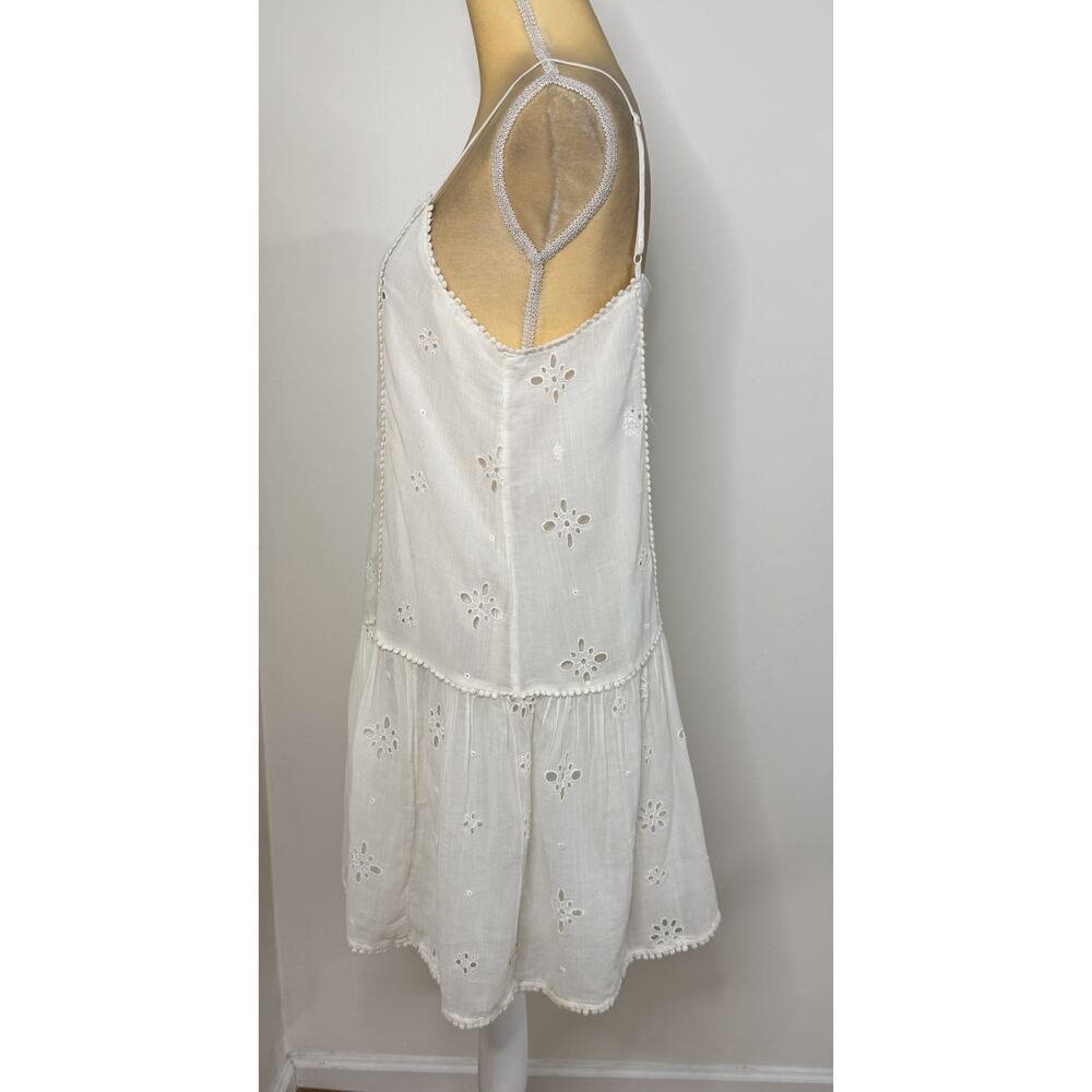 NWT Aerie Eyelet Shift Mini Sundress Size M White Lined Adjustable Straps Ruffle - Picture 6 of 14